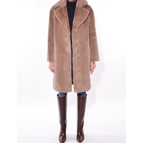 Stand Studio | Camille Cocoon Faux Fur Coat Tan 34/US 2 - Picture 16 of 16